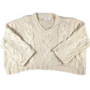 CJLA Carly Jean LA Cable Knit Cropped Oversized Cable knit Sweater Size Small